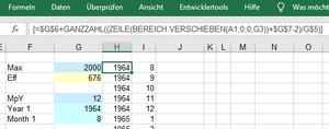 Jahrzahl mit Matrixformel